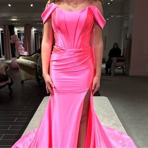 Off-Shoulder Pink Evening Gown